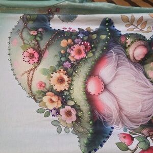 Handmade Nwot  Gnome Diamonds/ Pearl  T-Shirt - Green